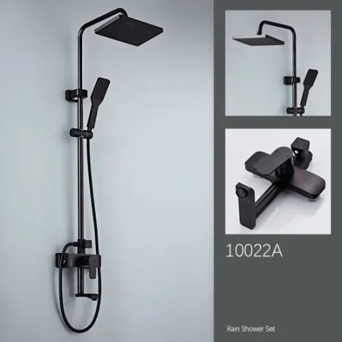 Factory Price Matte Black Shower System Wall Mounted Single Handle Shower Set1