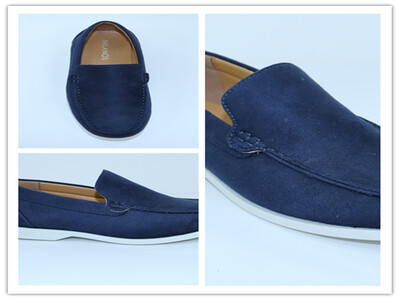 La parte superior está confeccionada en tela azul oscuro de alta calidad, con un estilo de diseño sencillo y elegante.