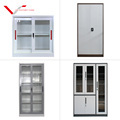 Steel Industrial Cupboard with 2 Glass Doors - Lockable Metal Filing Cabinet1