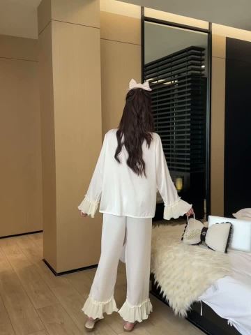 Elegant White Pajama Set – Short-sleeve & Long-sleeve Styles | Taizhou Xiajie Garments