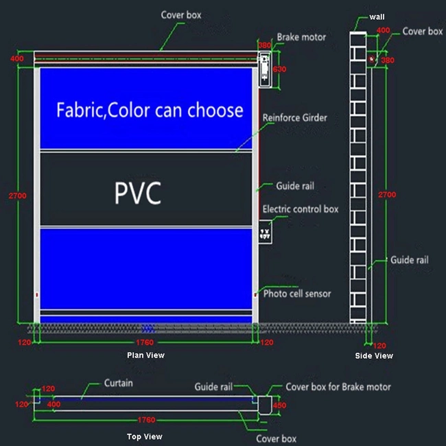 Industrielle PVC Hochgeschwindigkeitsrollende Verschlusstür (HF-J66)