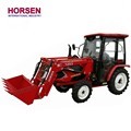 Chinese-made HORSEN Small 4WD 25HP Tractor with Heated Cab, Front End Loader, and Backhoe for Sale1