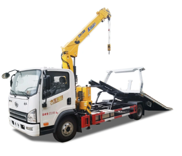 Road Wrecker Tow Platform Truck with Crane