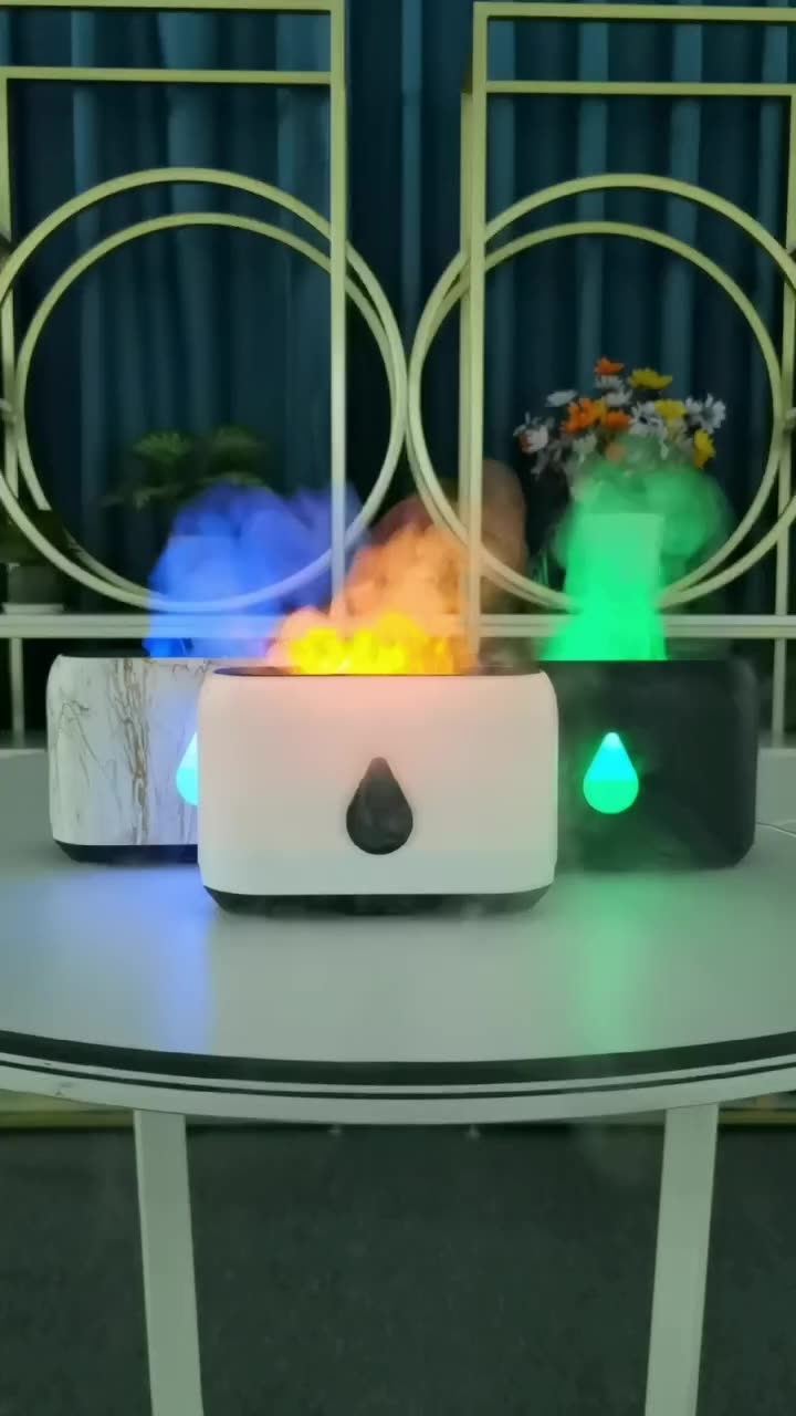 Nouvelle arrivée innovante Ultrasonic LED Flame Aroma Humidificateur Simulation 3D Flame Air Humidificateur Diffuseur Heart Shape Fire Lamp1