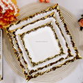 Custom Ceramic White Dinner Plate Set with Gold Rim for Weddings and Restaurants1