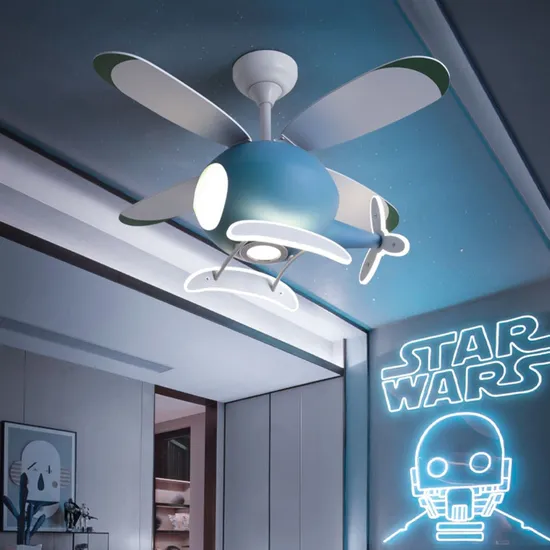 Elegante luz del ventilador de techo de aviones dimnos para niños1
