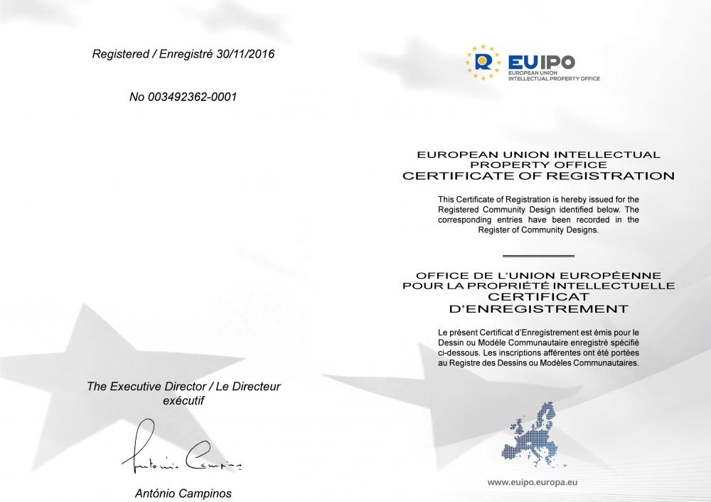 EUROPEAN UNION INTELLECTUALPROPERTY OFFICECERTIFICATE OF REGISTRATION