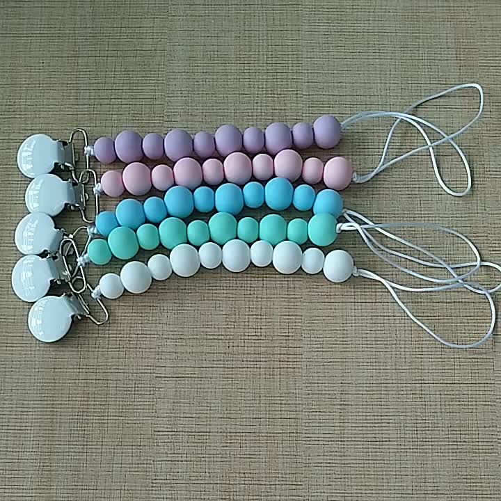 silicone teething beads pacifier clips.mp4