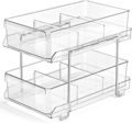 2-Tier Clear Plastic Storage Bins with Removable Dividers - Ideal for Bathroom, Under Sink, Kitchen Fridge Organization - Wholesale Options Available1