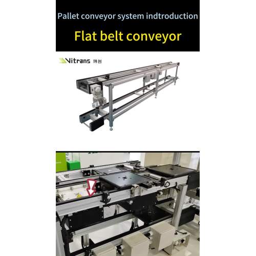 Transportador de cinto plano para sistema de manuseio de paletes