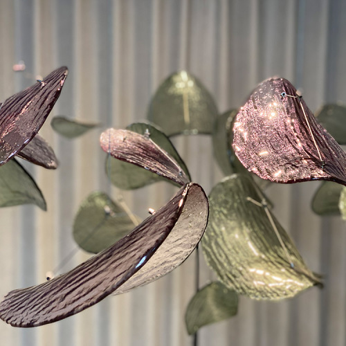 Hotel Project Custom Purple And Dark Green Glass Ceiling Lamp