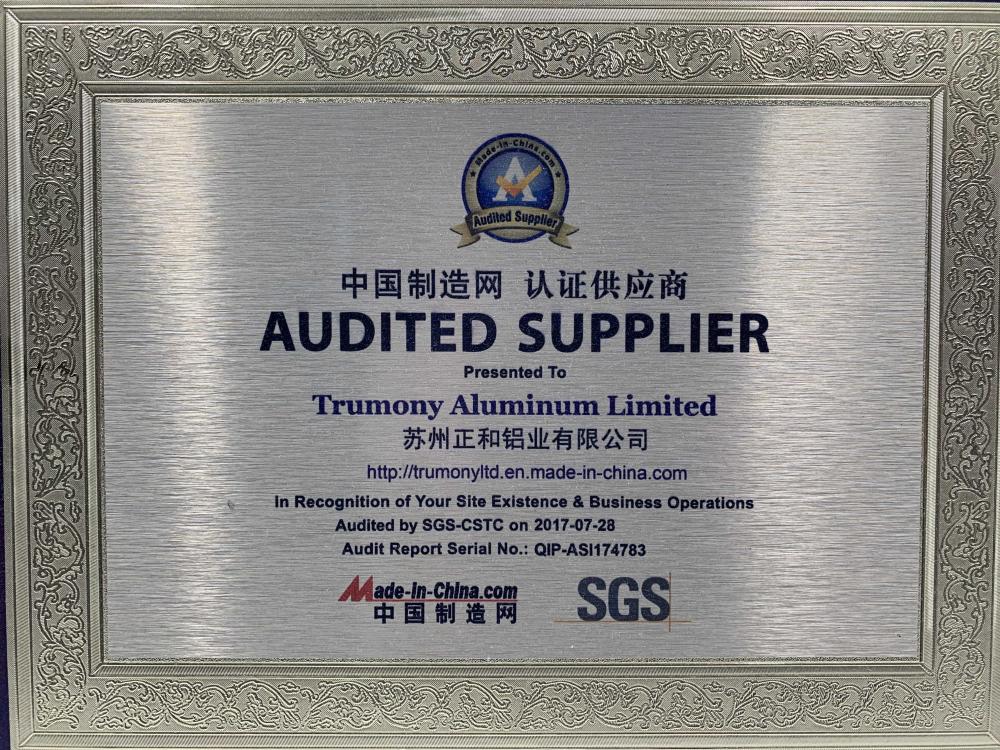 AUDITED SUPPLIER Presented To Trumony Aluminum Limited