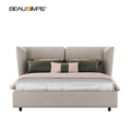 Diseño moderno Caesar King Bed Bedroom Muebles de dormitorio con tela de terciopelo esmerilado Villa de moda de alta calidad