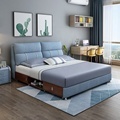High Quality Wood Frame Fabric Bed - Nordic Lift Up Plank Bed (King/Queen Size)1