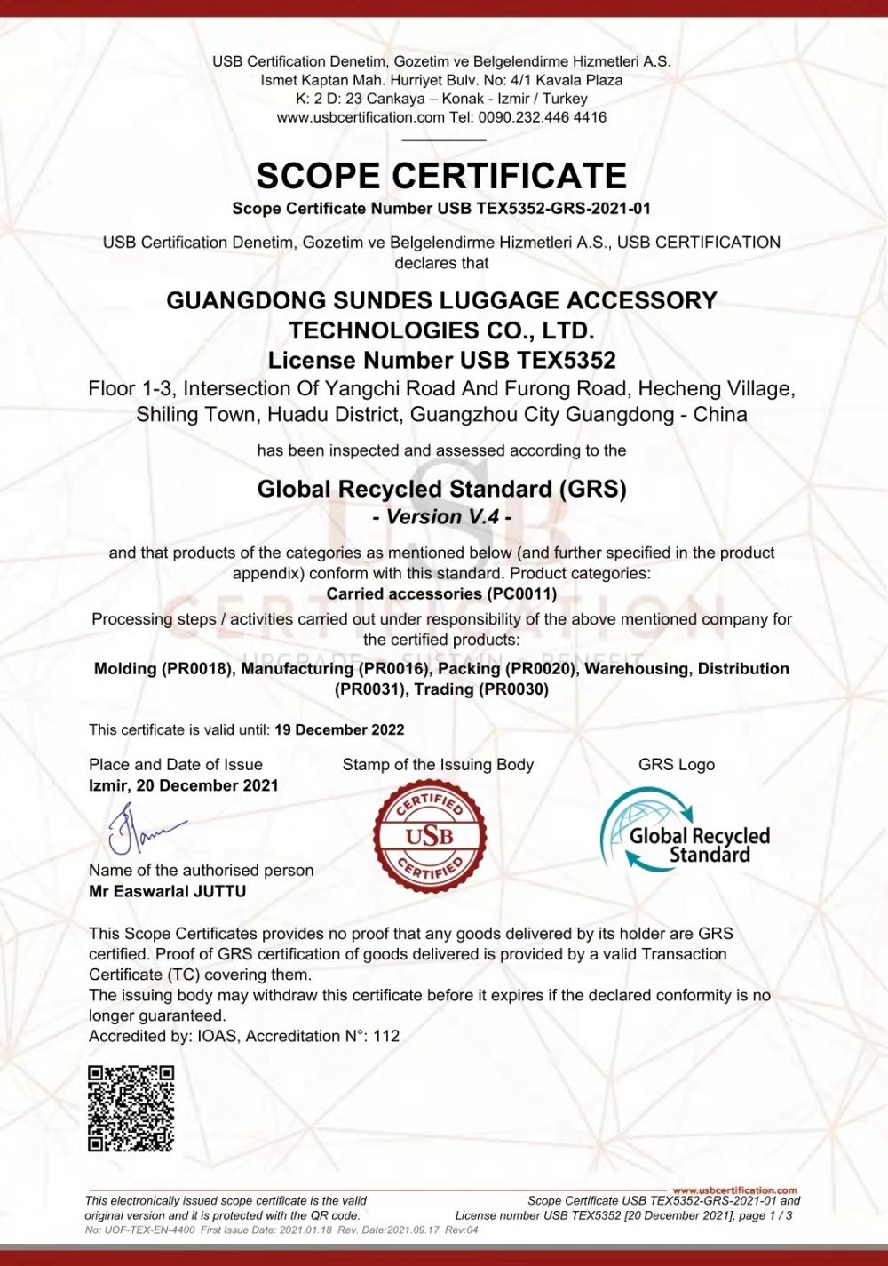 GRS certificate