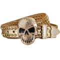 Wholesale Diamond Skull Buckle Rhinestone Punk Rock Belt1