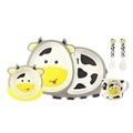 Cute Cartoon Cow Unbreakable Bamboo Fiber Baby Plate Dinnerware Set1