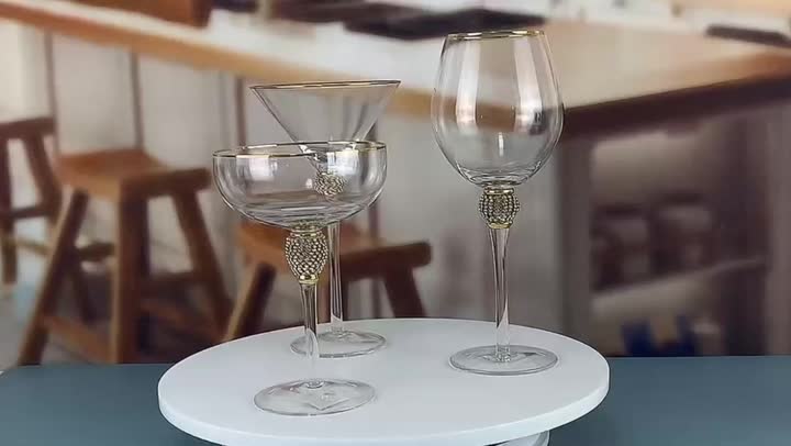 Gold Rimmed Flute Champagne Glass with Diamond