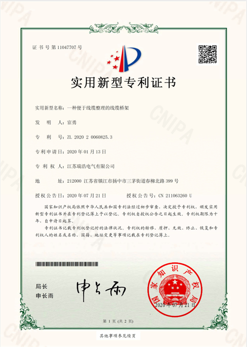 Patent certificate