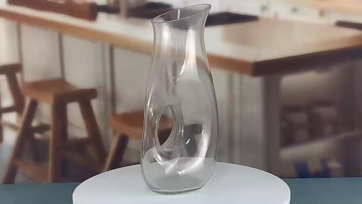 buatan tangan 1.5L Clear Glass Wine Decanter dengan Lubang