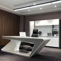 High-tech Luxury Available in White Gray Featuring a Drawer and Wireless Charging Capabilities Perfect CEO Executive Office Desk1