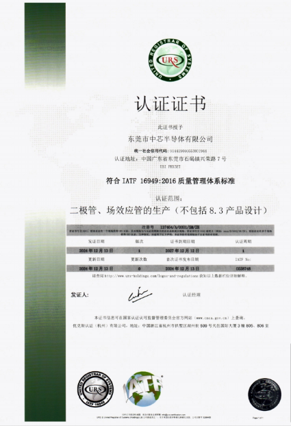 Certification to IATF 16949:2016 Quality Management System Standard