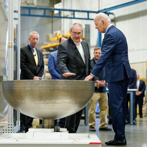 The electron-beam metal deposition of 3D-printed parts is getting attention from US President Biden 