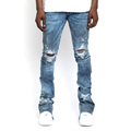 Νέο στυλ προσαρμοσμένο λογότυπο Baggy Distressed Stack Pants Mens Denim Jeans Stack1