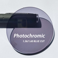 High-Quality UV420 1.60 Index SHMC Anti-Reflective Coated Photochromic Blue Cut Grey Optical Eyeglass Lenses1