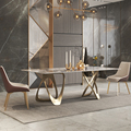 Diseño de alta gama Moderna Moderna Simple Acero inoxidable Luxury Luxury Rock Slab Table 1