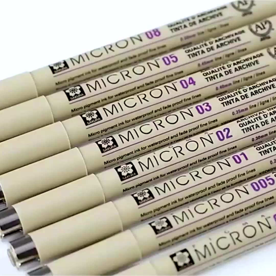 enkele verkoop 9 verschillende maat zwarte pigment naald micron fineliner pen fineliner pen voor het schilderen van anime strip schetsen model1