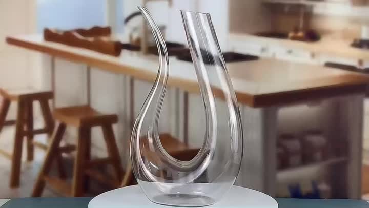 Decanter Wain Kaca Kristal Swan berbentuk U