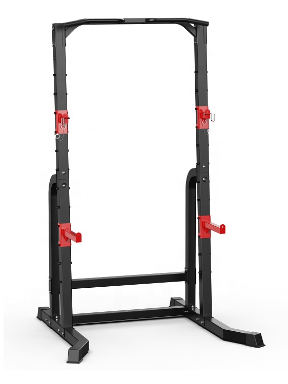 Home Gym Equipo de acondicionamiento físico comercial Elevación de la barra Barra La jaula de alimentación de la rejilla con la caja de alimentación con J-Hooks Smith Machine1