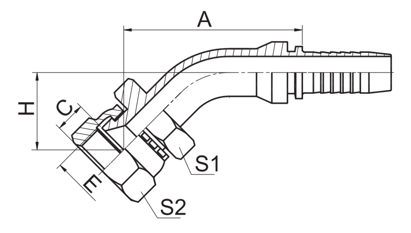 45 Jis Metric Female 60 Cone Seat 28641 Drawing