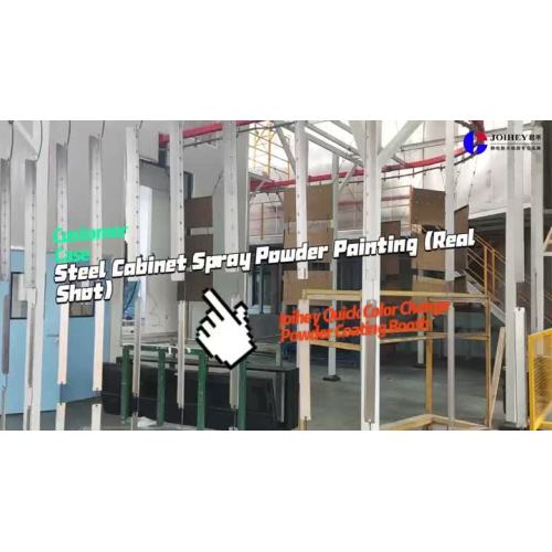 Caso del cliente de Joihey: pintura en polvo en aerosol para gabinetes de acero (toma real)