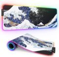 Customizable Large Wave Design RGB Illuminated Gaming Mouse Pad with Anti-Slip Rubber Base and LED Functionality1
