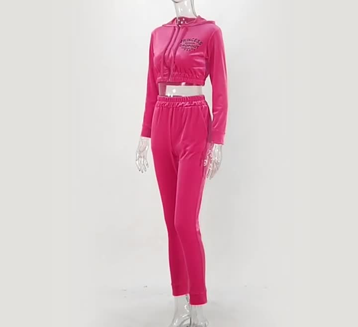 Zipped Velvet Track Suit for Ladies