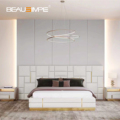 Sevgili Modern Stil Lüks Kral Boy Bedwith Değiştirilebilir Geniş Ekran Tasarım Ev Villa Yatak Odası Mobilya Cowhide Ahşap Çerçeve Bed1