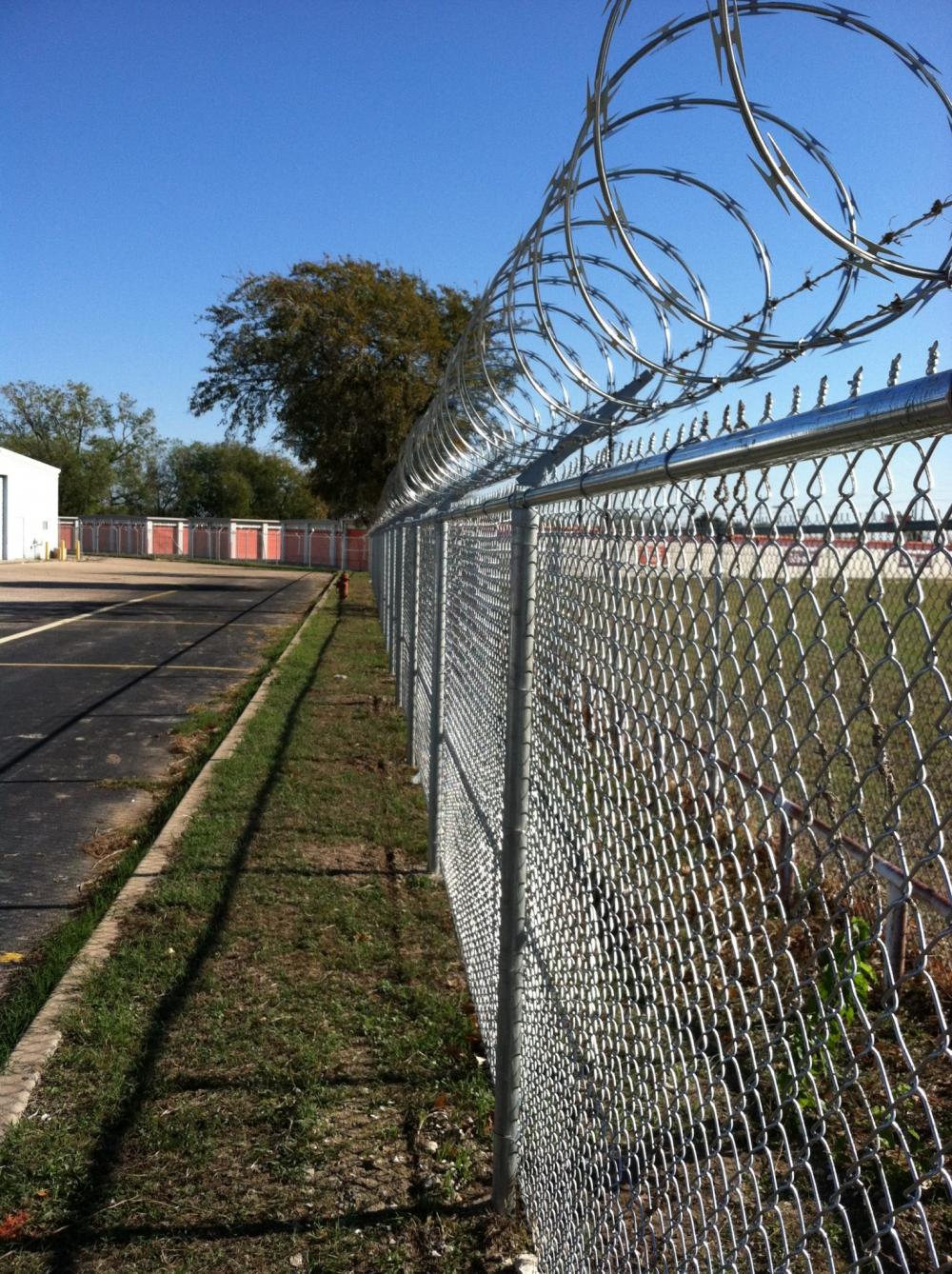 chain link fence with razor wire