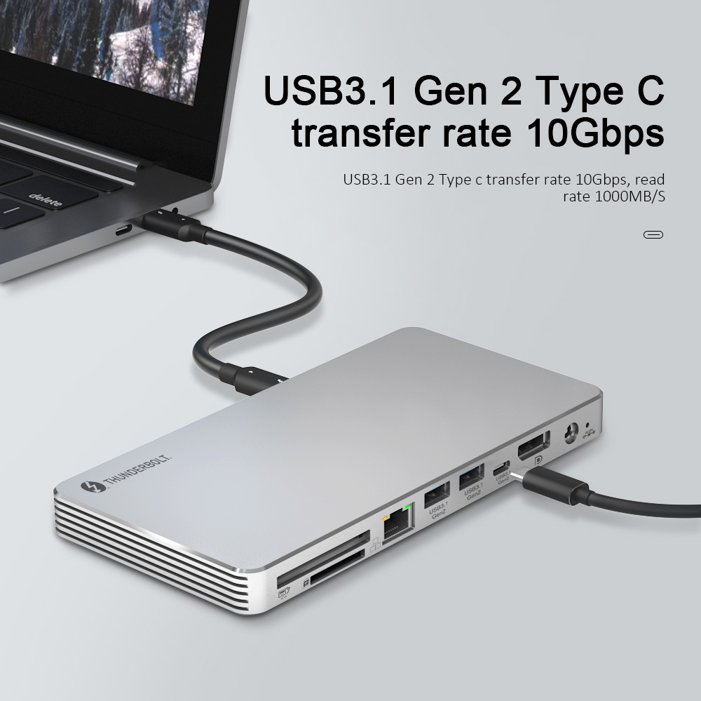 10-in-1 Multiport Aluminium thunderbolt 3 dock