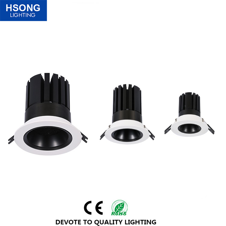 Hsong Lighting - 30W hot selling LED spot light with hoenycomb cut out 120mm glare free Recessed COB downlight for hotel shops residential LED COB Recessed Spotlights1