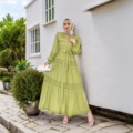 2025 عرب دبی ردای بلند زنانه عبای مد توری توخالی پیرایشی لباس مسلمان لباس آستین بلند اسلامی خاورمیانه1