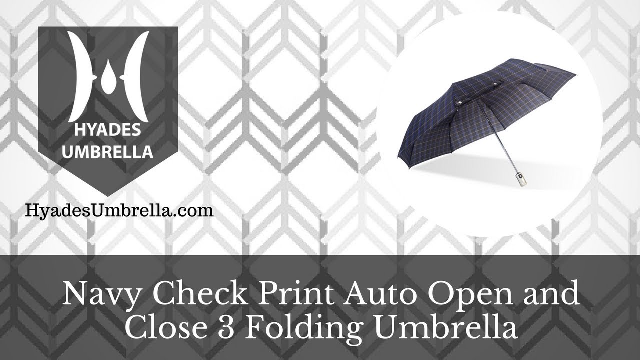 Navy Check Print 3 Folding Umbrella