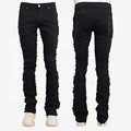 Υψηλής ποιότητας βαρέων βαρών Slim Black Mens Jeans High Street Damage Patch Denim Jeans For Men1