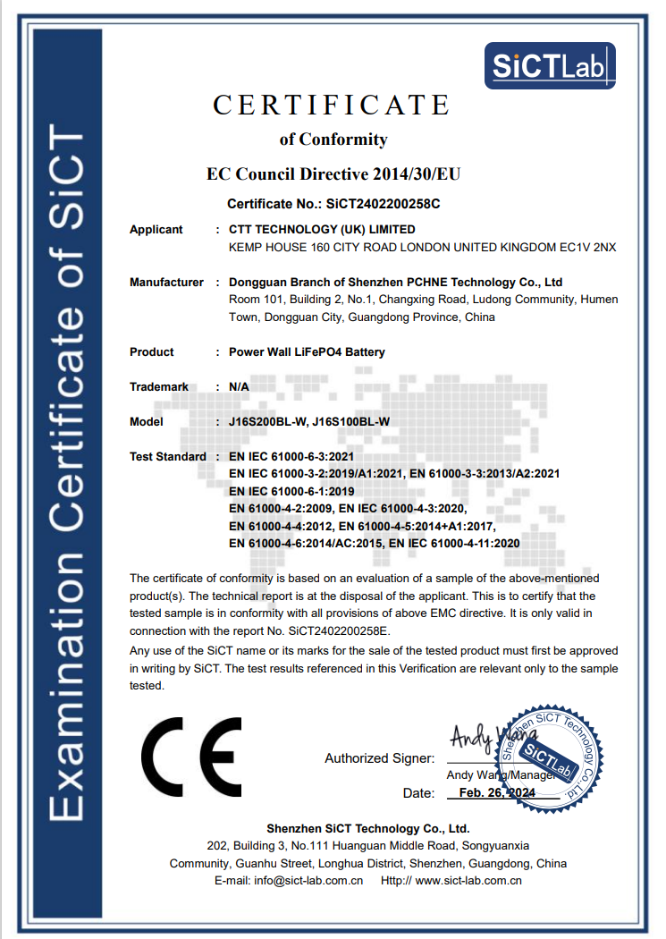 Examination Certificate of SiCT