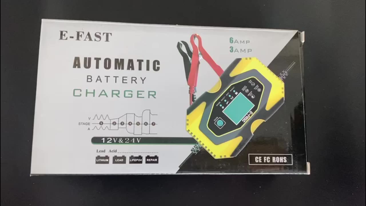 Car Battery Charger 12V/6A 24V/3A Fully Intelligent Pulse Repair Lead Acid Lithium Automatic Smart Battery Charger for LifePO41