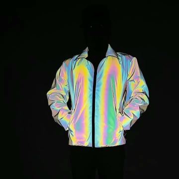 High Visibility color changing rainbow reflective lapel jackets trendy nightlife nightlife trench coat outdoor casual jacket