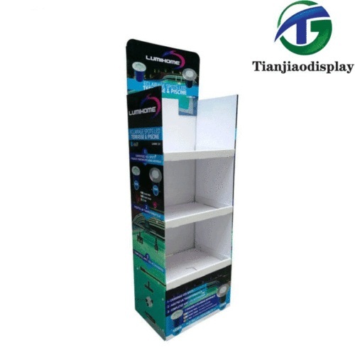 Tianjia Custom Cardboard Floor Display Stand, Retail Tiered Shelf, POP Display Rack para sa Promosyon