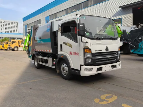Struktur Tahan Haus Sinotruk 4X2 6.5cbm Trak Sampah Padat untuk Sisa Loji Konkrit1