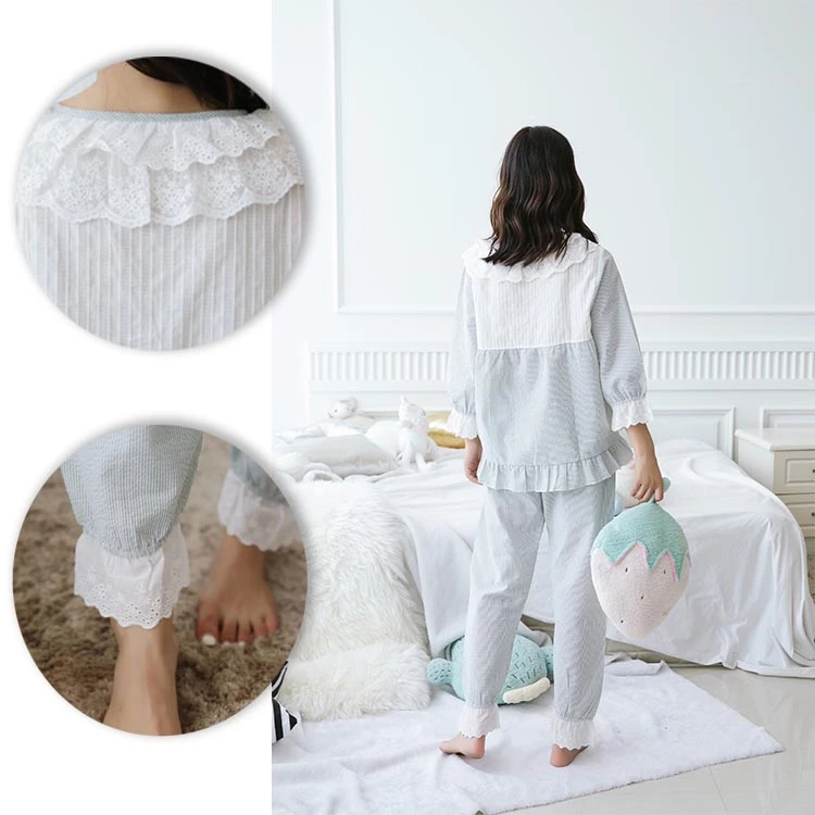 2019 New Design Stylish cotton pajamas suit big size ladies sleeping wear